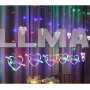 Светодиодная гирлянда-штора Сердце Love 12 шт, 3м х 1м микс